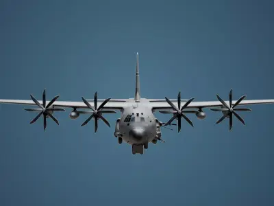 Realistic AC130 Gunship Game Ready Low-poly 3D model