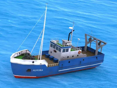 Fish Boat Low-poly 3D model