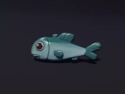 Blue Fish - Stylized PBR Textures - Game Ready Low-poly 3D model