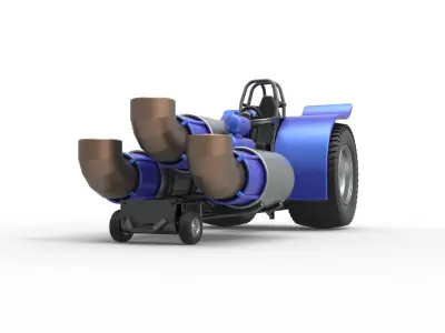 Pulling tractor with 3 jet engines Scale 1 to 25 3D print model