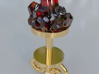 Earrings with quartz gems on the top 3D print model