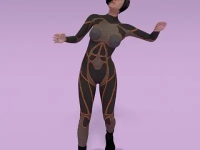 Female sci-fi character Low-poly 3D model