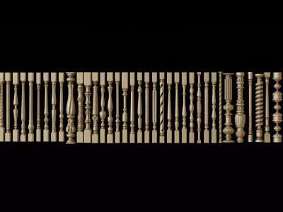 Set of balusters for interior design Free 3D model