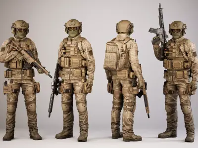 Casual Soldier 01 Low-poly 3D model