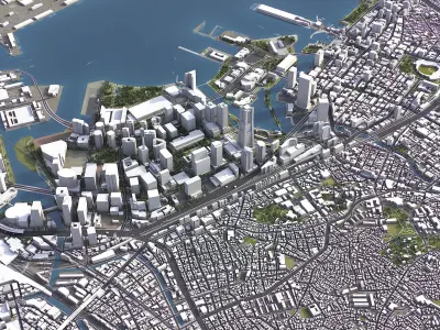 Yokohama - 3D City Model Low-poly 3D model