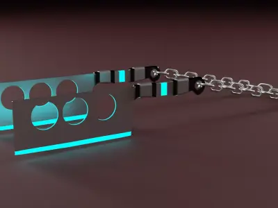 Cyberpunk cleavers on a chain 3D model 3D model
