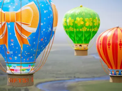 Stylized Hot Air Balloon Low-poly 3D model