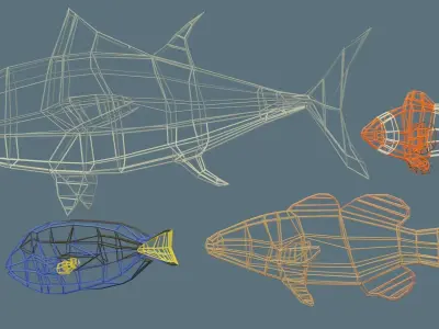 Low Poly Fish and orange Free low-poly 3D model