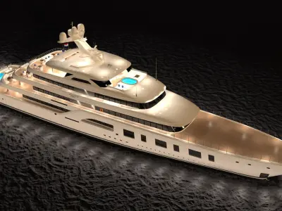 Aqua Yacht Night Scene 3D model