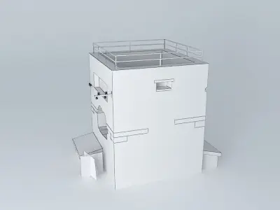 Derelict WWII Brick Bunker Low-poly 3D model