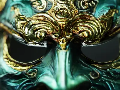 Golden Oni Mask 3D Model 3D model