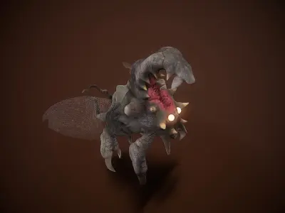 flying worms creature 1 Low-poly 3D model