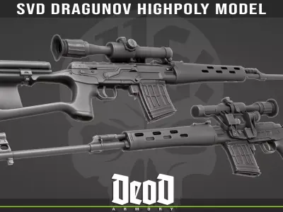 SVD Highpoly model sdvdragonov high - power rifle 3D model