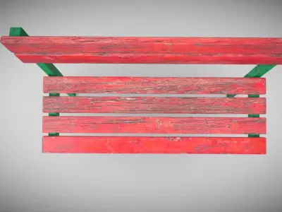 Old Outdoor Bench Low-poly 3D model