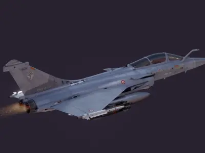 Dassault Rafale C - Fully Rigged - with high resolution Textures Low-poly 3D model