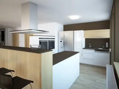 Apartment bathroom with two sinks and skylight 3D model