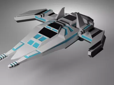 Low poly SpaceShip with stripes Low-poly 3D model