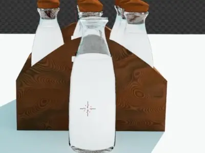 box with milk low-poly PBR 3D model