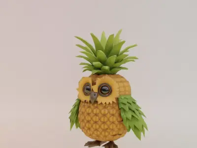 Ananasita Owlita Italian brainrot Low Poly Character Low-poly 3D model