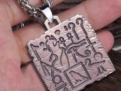 COPY OF OLD EGYPT HIEROGLYPHS CARVED BOARD JEWELRY PENDANT M02 3D print model