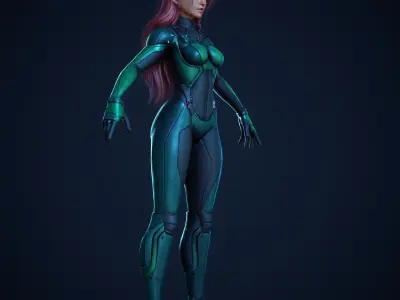 Female Futuristic Low-poly 3D model