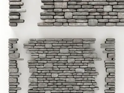 Brick granite stone many part n1 3D model