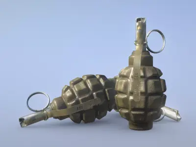 Ammo Grenade F1-UZRGM-2 Green Low-poly 3D model