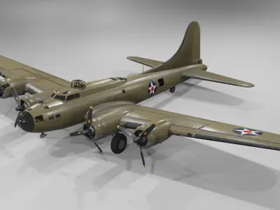 Boeing B-17f Flying Fortress Heavy bomber Low-poly 3D model