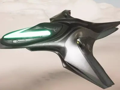 Spacecraft - PBR Game-Ready futuristic jet flying in sky Low-poly 3D model