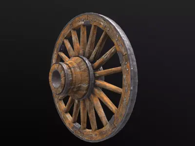 Wagon Wheel1 Low-poly 3D model