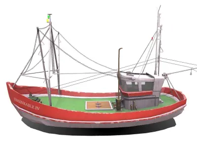 Old Fishing Boat Low-poly PBR Low-poly 3D model
