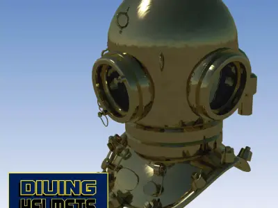 Low Poly Vintage Diving Helmet 3D model