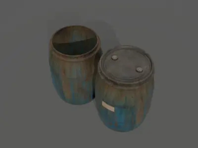 Old Water Barrels - PBR and Game Ready Low-poly 3D model