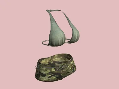 Sexy Green Army Bikini Low-poly 3D model