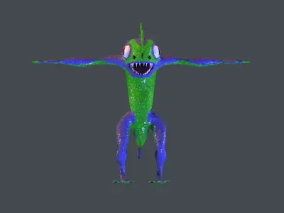 Sea monster man game ready low poly pbr 3d model Low-poly 3D model