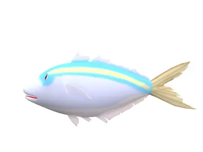 Yellow stripe Scad Fish Cartoon Animated Low-poly 3D model