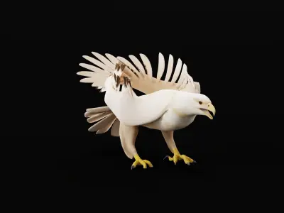 White Morph Gyrfalcon Bird Low-poly 3D model