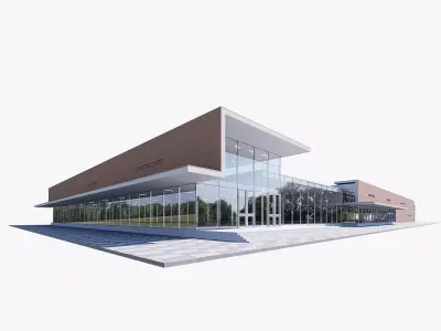 exhibition building Low-poly 3D model