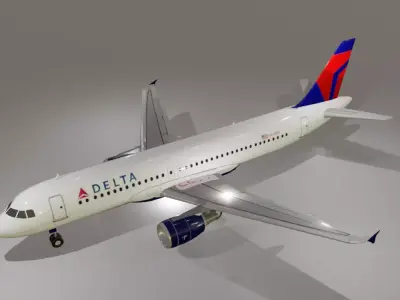 Delta airlines airbus a320-214 low poly 3D Model  Low-poly 3D model