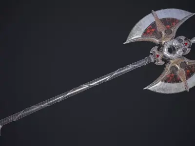 Fantasy axe game ready 3d model Free 3D model