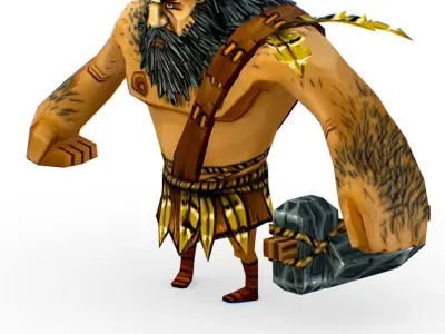 Low Poly Cartoon Creature Villager Gardner Low-poly 3D model