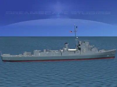 Destroyer Escort DE-68 USS Bates 3D model
