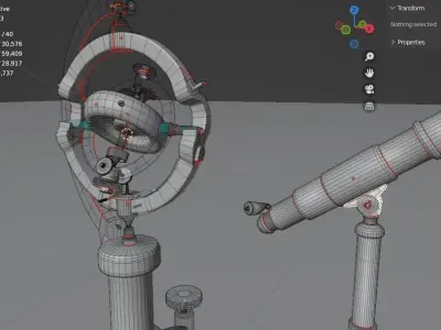 gyroscope and telescope 3d Free low-poly 3D model