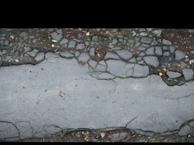 asphalt cracked tree roots part part5 Photogrammetry Low-poly 3D model
