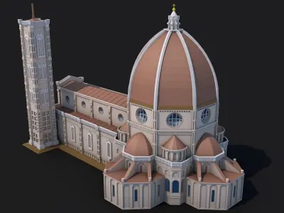 Florence Cathedral Landmark Low-poly 3D model
