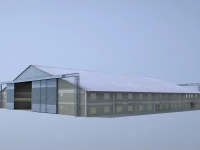 MilitaryBase PortoVelho Hangar 01 Low-poly 3D model