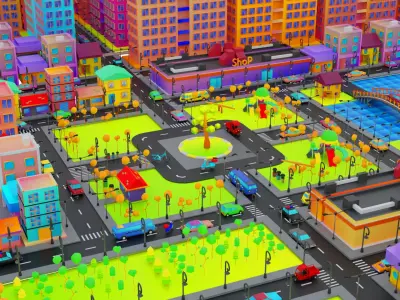 Low Poly City Pack Free low-poly 3D model