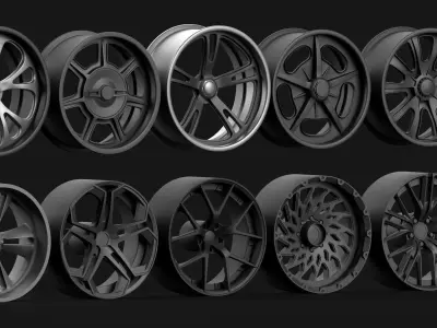 12 American Car Wheels and Rims Printable 3D model