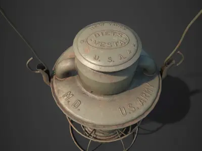 Old Kerosene Lantern Low-poly 3D model