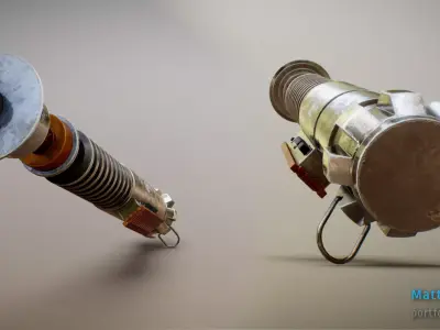 Screen Accurate RotJ Lukes Lightsaber Hilt Low-poly 3D model